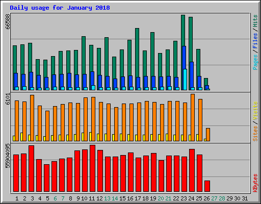 Daily usage for January 2018