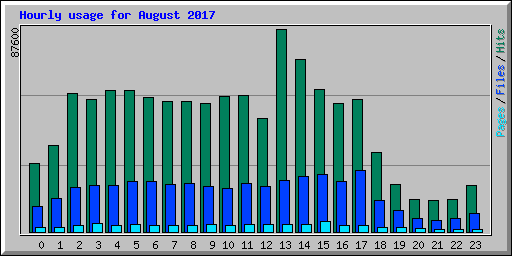 Hourly usage for August 2017