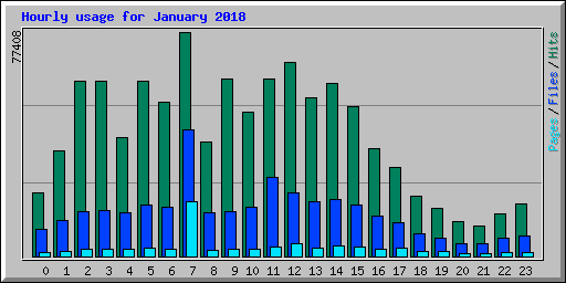 Hourly usage for January 2018